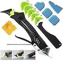 5-in-1 Silicone Caulking Tool with Grout Scraper, 6 Exchangeable Silicone Pads, Adhesive Residue Scraper Sealant Finishing Seam Repair Tool Kit for Kitchen Bathroom Home