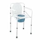 3In1 Commode Chair Shower Seat for Toilet Bathroom Bedside Height Adjustable Seating with Arms Removable Bucket for Senior and Disabled