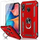 MERRO for Galaxy A20 Case with Screen Protector,Galaxy A30 Cover Pass 16ft Drop Test Military Grade Shockproof Protective Phone Case with Magnetic Kickstand for Samsung Galaxy A20/A30 Red