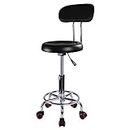 Supernic Salon Stool Round Massage Chair Adjustable Rolling Swivel Stool with Backrest and Wheels Swivel Hydraulic Gas Lift Stool for Shop Salon Office Home Black