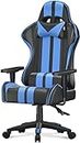 bigzzia Gaming Chair - High Back Racing Office Computer Chair Ergonomic Video Game Chair with Height Adjustable Headrest and Lumbar Support for Adults Teens Gamer (Blue)