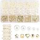 Pearl Beads for Bracelet Making, 4/6/8/10/12mm Pearl Beads kit, Loose Pearls for Crafts with Holes for Jewelry Making, Star, Love Beads, Round Beads for Crafting Bracelets Necklace Earrings