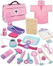 Lehoo Castle Kids Doctor Set, Doctor Costume 23 PCS, Pretend Play Doctor Kit Kids with Toy Medical Kits Doctor Bag Stethoscope, Role Play Set for 3 4 5 Year Girls