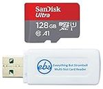 SanDisk Ultra 128GB Micro SD Card for Motorola Cell Phone Works with Moto E 2020, Moto E7, Moto G Power, Edge+ (SDSQUAR-128G-GN6MN) Bundle with (1) Everything But Stromboli MicroSD Memory Card Reader