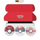 Pokémon-Sammelkartenspiel: Tin-Box-Bundle Pokéball – Pokéball, Köderball & Premierball (9 Boosterpacks des Pokémon-Sammelkartenspiels, 7 Stickerbögen)