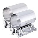 EVIL ENERGY 2.5 Inch 2 1/2 Butt Joint Exhaust Band Clamp Sleeve Stainless Steel 2pcs