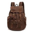 AUGUR Vintage Canvas Leather Backpack Large Laptop Rucksack Bookbag Satchel Hiking Bag