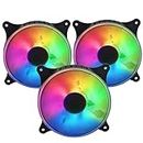RiaTech 3 Pack RGB LED Series 120mm Case Fan For Pc, 1200 RPM, PWM connector Unique Ultra Quiet Long Life Gaming Cpu Cooler Fan - 4pin Molex connector