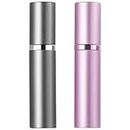 WHOHAO 2PCS Perfume Atomizer Bottle(5ML), Refillable Portable Mini Perfume Atomizer for Travel, Leakproof Pump Perfume Spray Bottle Atomizer for Man and Woman (Grey+Pink)
