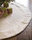 Balsam Hill Berkshire Channel Stitch Tree Skirt, 84 inches, Ivory White