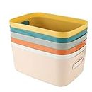 ASelected 6Pcs Plastic Storage Boxes, Multiple Colors Storage Baskets, 24x16x9cm Storage Boxes for Kitchen, Cupboard, Office, Bathroom, Toy, Durable Home Tidy Open Storage Bins with Handles