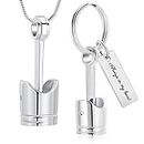 DOTUIARG 2 Pcs Cremation Jewelry Auto Part Cremation Urn Keychain for Ashes for Men's Motor Ashes Keepsake Memorial Jewelry
