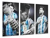 Cuadros Cámara Set 3 posters decorativos para pared, Decoración Salón Modernos, Dormitorios, Habitación, Futbol, Messi, Argentina, (97 x 62 cm)