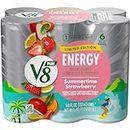 V8 +Energy Limited Edition Summertime Strawberry Juice Energy Drink, 8 fl oz Can (6 Pack)