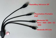 4 in 1 USB Multiladekabel Charger GBA SP New Nintendo 3DS 2DS XL PSP DSI DS Lite