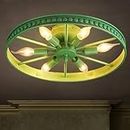 MOCIGERN American Rustic Retro Ceiling Lamp Industrial Iron Pipe Droplight Modern Creative Close to Ceiling Light Fixtures for Barn Bar Farmhouse Dining Room Porch (Color : Green)
