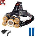 80000LM 5-LED Zoom LED Rechargeable 18650 Headlamp Head Light Torch Charger US
