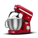 Karaca Mastermaid Chef Pro Stand Mixer - 1750W Electric Stand Mixers for Baking, Dough Mixer with Non-Stick 5L Bowl, Dough Hook, Whisk, 6-Speed Cake Mixer with Bowl and Stand, Imperial Red