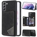 Galaxy S21 5G Case,NKECXKJ Design for Samsung S 21 Phone Case with PU Leather Kickstand Card Holder Slots Double Magnetic Clasp Back Flip Folio Protective Cover for Women Men Girls 6.2 inch Black