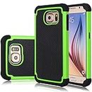 Jeylly Galaxy S6 Case, Samsung S6 Cover, Shock Absorbing Hard Plastic Outer + Rubber Silicone Inner Scratch Defender Bumper Rugged Hard Case Cover for Samsung Galaxy S6 G920, Green