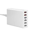 DTK 6 Port 60W USB Charger QC3.0 Multi Port Travel Wall Charger 5ft Power Cord for iPhone X/8 plus/8/7 Plus/7 iPad Air/Pro/Mini Samsung Galaxy LG HTC Smartphone Cell Phone Charging Stations