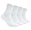Hycome 4Pairs Socks Sport Running Calf Socks Performance Cushioned Breathable Crew Socks for Men Women (4Pair White, Medium)