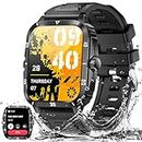 Military Smart Watches for Men with 3ATM Waterproof (Make/Answer Calls) Tactical Rugged Watch 2.0" HD Big Screen 430mAh Fitness Tracker with Heart Rate Sleep Monitor Compatible with iPhone Android iOS