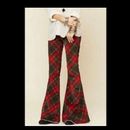 Free People Pants & Jumpsuits | Free People Cord Plaid Tartan Retro Flair Bell Bottoms Pants | Color: Green/Red | Size: 25