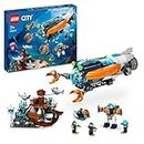 LEGO 60379 City Le sous-Marin d’Exploration en Eaux Profondes, Jouet avec Drone, Figurines Requin, Épave et Minifigurines Plongeur, Cadeau pour Enfants, Garçons, Filles Dès 7 Ans à Noël