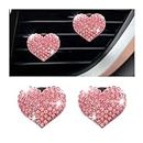 TSUGAMI Car Bling Air Vent Clips, 2 Pcs Bling Heart Charm Air Conditioning Outlet Clip, Crystal Rhinestone Accessories, Sparkly Car Interior Decoration Cute Accessories for Women Girls (Pink)
