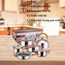 12pcs Stainless Steel Stock Pot milk/soup/frying pan/kettle Kitchen Cookware Set