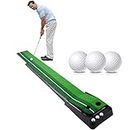 Signstek Golf Putting Trainer (3 balles gratuites), Tapis de Golf en Gazon Bicolore avec Piste de Retour d'épaississement de la Balle et Fonction Automatique