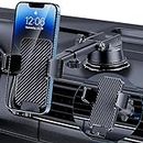 Phone Holder Car [Military Grade Suction Ultra Strong Base] Cell Phone Car Holder 3 in 1 Phone Mount for Car Dashboard Windshield Air Vent Hands-Free Car Phone Holders for iPhone Android Phones