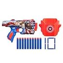 Nerf Marvel Captain America Dart Blaster, 10 Nerf Elite Darts, Holster, Toy Foam Blasters for 8 Year Old Boys & Girls & Up
