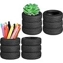 4 Pcs Tire Shaped Pen Holder Car Tire Pencil Holder Black Stack Stationery Accessories for Desk Kids School Office Decor Christmas Gift Supplies Novelty Funny Cactus Succulent Planter Pot