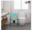Folding Commode Over Toilet, Bedside Commode Chair, Shower Seat with Removable Bucket, Suitable for Senior, Disabled Patients & Pregnant Woman (Green)