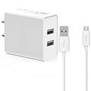48W Charger for Nokia Lumia 1020 Charger Original Adapter Like Mobile Wall Charger Android Hi Speed Fast Dual Port Charger with 1.2m Charging & Sync Cable (White, 4.8Amp, BRT.E2)