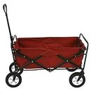EVER MALL Folding Push Pull Wagon Collapsible Cart 300 Pound Capacity Utility Camping Grocery Canvas Sturdy Portable Buggies Outdoor Garden Sport Heavy Duty Shopping Beach Wide All Terrain Wheel