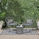 Mymigos Outdoor Furniture Enhanc Outdoor Living with Our 3 Piece Patio Set Bistro Furniture with Santa Gray Cushions, Ideal for Balcony, Backyard, or Porch Provides Durability & Style (1663 Grey)