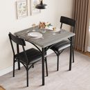 3 Piece Dining Table Set w/ Chairs Home Kitchen Breakfast Wood Top Dinette Table