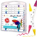 Acrylic Paint Pens Fabric Colouring Markers Brush Fine Dual Nib Art Supplies 36