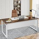 Tribesigns 63" Modern Conference Table with Splicing Board, 5FT Meeting Tables for Home Office, Business Training Seminar Table with Stylish Metal Legs (Only Table) (Oak Karo & White)