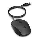 HP 150 Wired Mouse- Elegant Ergonomic Design, 1600 DPI Optical Tracking, USB Plug & Play / 3 Years Warranty (240J6AA), Black