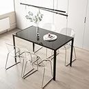 MECHYIN Kitchen Dining Table, Bar Table, Modern Small Dining Table, 47.2 x 27.5 x 29.5 Inches for Dinette and Breakroom - Stylish Design with Tempered Glass Top - Perfect for Leisure (Black)