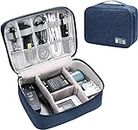 House of Quirk Electronics Accessories Organizer Bag, Universal Carry Travel Gadget Bag for Cables, Plug and More, Perfect Size Fits for Pad Phone Charger Hard Disk - Dark Blue