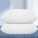Higoom Standard Size Bed Pillows for Sleeping 2 Pack,Shredded Memory Foam Pillows with Washable Removable Pillowcase Set of 2,Height Adjustable,Suitable for Stomach,Back and Side Sleepers.