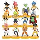 AUGEN Dragon Ball Z Set of 12 B Action Figure Limited Edition for Car Dashboard, Decoration, Cake, Office Desk & Study Table (9.5cm)(Pack of 12)