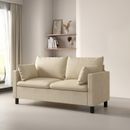 2 Seater Linen Fabric Loveseat Sofa w/Side Cushions Modern Couch Settee Laura