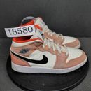 Jordan 1 Mid SE  Shoes Youth Sz 5 Orange White Trainers Sneakers