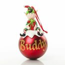 Red Elf Christmas Character Bauble, Personalised Christmas Decoration, 7cm